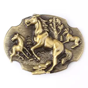 Benutzer definierte Zink legierung 3D Western Cowboy Antik Gold Metall Gürtels chnalle für Männer Pferd