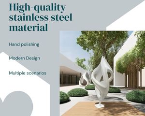 Sculpture en acier inoxydable blanc irrégulière, œuvre d'art abstraite contemporaine, ornement de jardin de luxe, résistant aux intempéries, statue faite à la main - Product Image 5