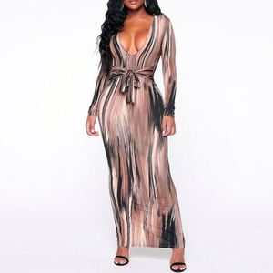 Robes moulantes maxi élégantes, tenue unie, automne 2021, robe de soirée décontractée à manches longues, grande taille pour femme - Product Image 2