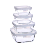 Conteneur en verre borosilicate cubique moderne de haute qualité avec valve d'air, sûr pour les aliments, pour la conservation des céréales sèches, idéal pour la cuisine, le café et les fêtes