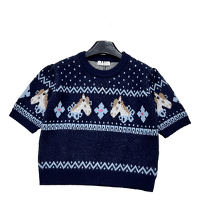 Round Neck Short Sleeve <b>Knit</b> Sweater with <b>Animal</b> Jacquard <b>Pattern</b> <b>for</b> Casual Wear mius - Product Image 3