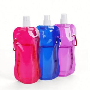 Bolsa de Agua Plegable de 500 ml para Acampar al Aire Libre, Bolsa de Agua Reutilizable, Botellas de Agua de Plástico Plegables Portátiles con Logotipo Personalizado - Product Image 2