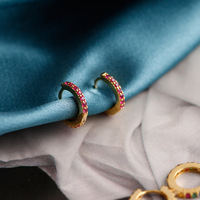 Pendientes de Aro Huggie de Plata de Ley 925 con Arcoíris para Mujer, Venta al por Mayor de Fábrica, Joyería Chapada en Oro de 18K en Stock