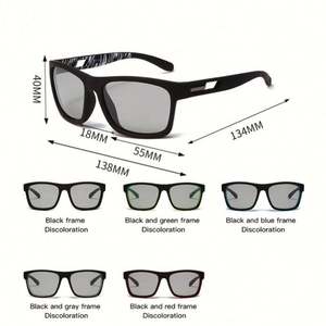 Lunettes de soleil polarisées photochromiques carrées UV400 pour hommes et femmes, avec logo personnalisé, à changement de couleur, pour la conduite - Product Image 6