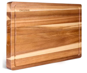 Grandes planches à découper en bois d'acacia pour la cuisine, planche à découper réversible en bois avec rainure à jus et poignées - Product Image 1