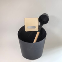 Ensemble seau et louche de sauna en aluminium noir, accessoires de sauna pour tout type de baril ou sauna traditionnel