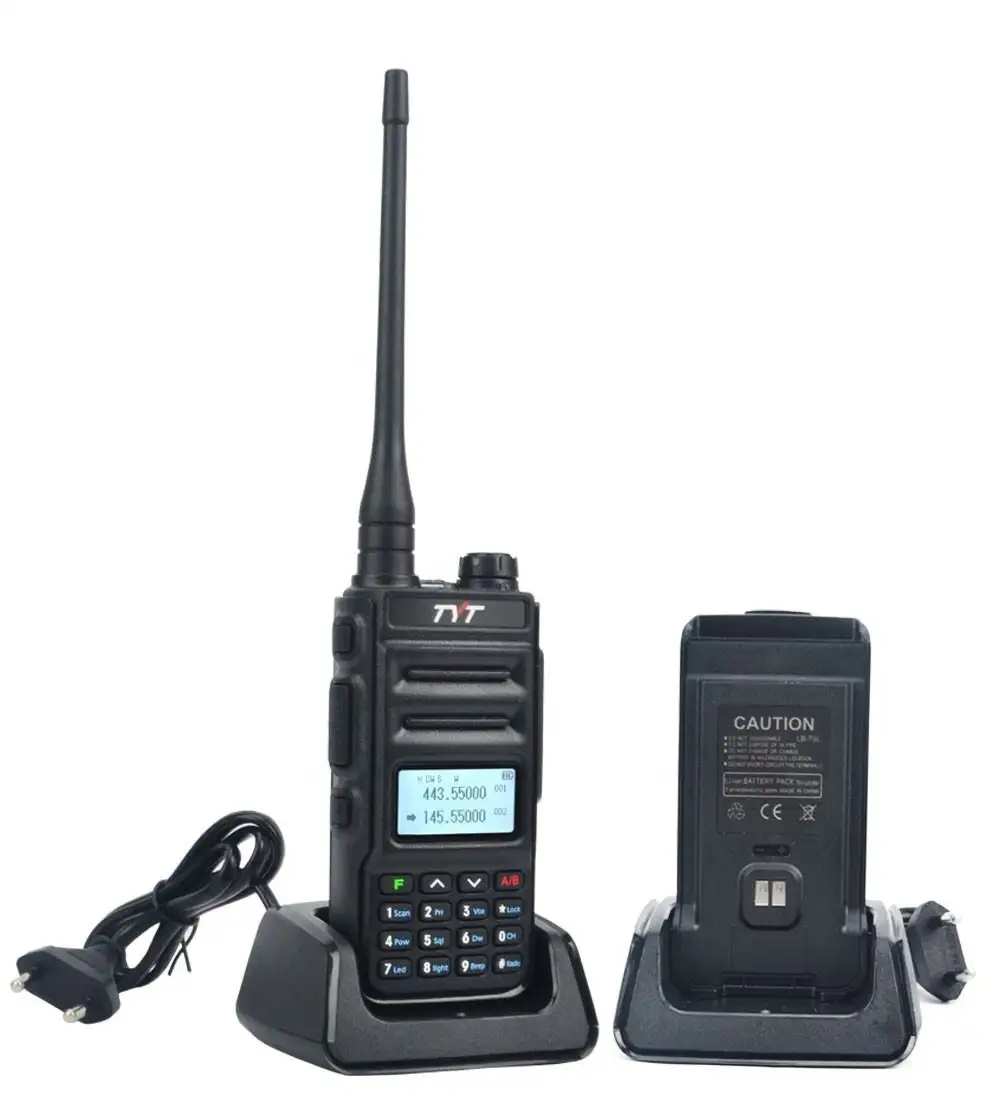 TH-UV88 TYT Walkie Talkie Dual Band portabel, Radio penerima sinyal FM 5W 200CH Scrambler VOX FM 136-174MHz & UHF 400-480MHz