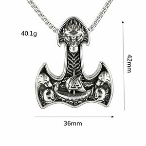 Yunnique – collier avec pendentif marteau de Thor pour hommes, en acier inoxydable, style nordique, vintage, charme runique viking, bijoux cadeau - Product Image 5