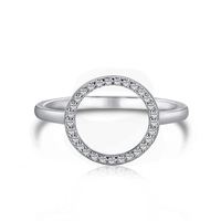Bague de mariage minimaliste Dylam style métallique, cercle tendance, zircon cubique, plaqué rhodium, bijoux en argent sterling 925