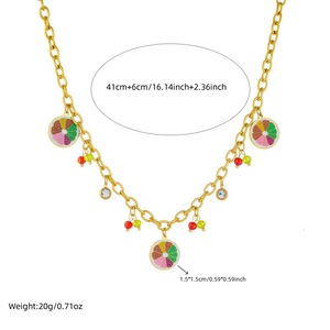Fruit Shape Lemon Slice Pendant Chain Stainless Steel Jewelry Necklace Party Fashion Accessory - Product Image 4