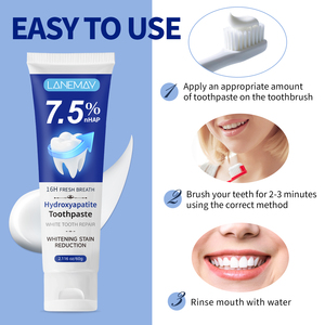 Dentifrice blanchissant à l'acide hyaluronique à la menthe biologique naturelle, haleine fraîche, réduit la plaque bactérienne buccale - Product Image 4