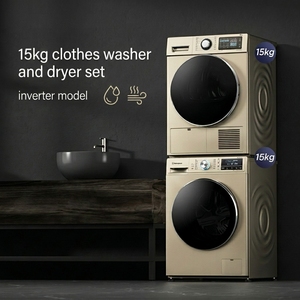 Wh 15kg Stackable Dryer Set Front Load <b>Large</b> Capacity Laundry Washing Drying Unit White Both Washing Machine and Clothes Dryer - Product Image 1
