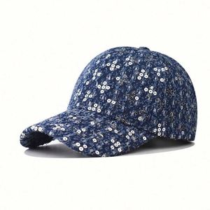 Bsci Manufacture Custom 6 Panel Sequin Puff Printing Sporty Formal Common Denim Baseball Caps Wholesale Dad <b>Hat</b> - Product Image 1