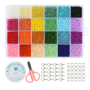 Box Set 2/3mm Glass Seed Beads 24 Colors Crystal Spacer Glass Beads For Jewelry Making DIY Accessories Bead Kit