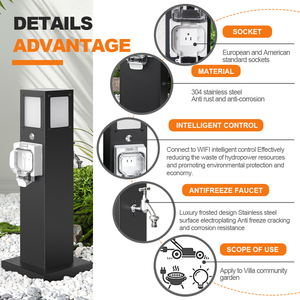 Dış mekan kullanımı iç<span class=keywords><strong>in</strong></span> <span class=keywords><strong>WiFi</strong></span> uzaktan kumanda ile aydınlatma güç kutbu monte IP66 paslanmaz çelik uzatma soketi <span class=keywords><strong>in</strong></span>şa - Product Image 3