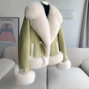 Abrigo Corto de Punto de Lana con Piel Sintética de Zorro para Mujer, Estilo Corto, Grueso y Cálido, a Prueba de Viento, Moda Otoño-Invierno 2026 - Product Image 3