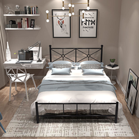 Lit en fer de luxe léger, lit en fer forgé minimaliste moderne, lit simple épaissi de 1,5 mètre