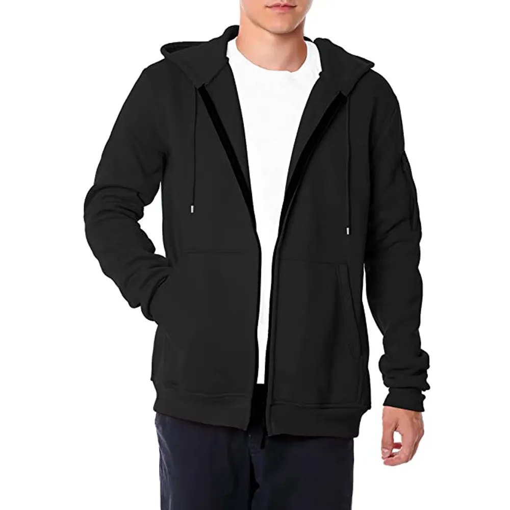 Оригинальная спортивная куртка на заказ, мужская толстовка с капюшоном из тяжелого флиса, толстовка на молнии с карманом на молнии для рук