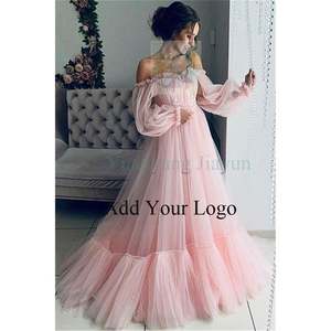 Vestido de novia de manga larga de malla de un hombro para mujer americana, vestido de columpio grande, nuevos <span class=keywords><strong>vestidos</strong></span> de invitados de <span class=keywords><strong>boda</strong></span> - Product Image 1