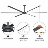 Ventiladores Industriales HVLS Comerciales de 10 a 24 pies, Ventiladores de Techo de Alta Resistencia para Almacenes, para Refrigeración en Industrias Agrícolas, Voltaje de 220V