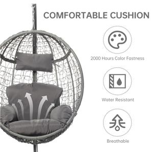 Silla colgante de huevos <span class=keywords><strong>con</strong></span> soporte y reposapiés para interiores y exteriores, hamaca de mimbre para patio, silla columpio para balcón - Product Image 3