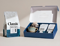 Kit d'emballage de luxe personnalisé pour café avec valve, sac et boîte d'expédition, ensemble de marquage pour torréfacteurs spécialisés, Mono-PE recyclable, 500 pièces