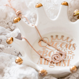 Ins <strong>Ceramic</strong> Crown <strong>Jewelry</strong> <strong>Box</strong> Earrings Necklace Ring Plate Storage Desktop Ashtray Candle Holder Creative Ornaments - Product Image 3