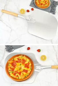 Pala per <span class=keywords><strong>Pizza</strong></span> in Alluminio Quadrata Multifunzionale Moderna Non Smontabile con Manico in Legno, Accessorio per Forno - Product Image 6