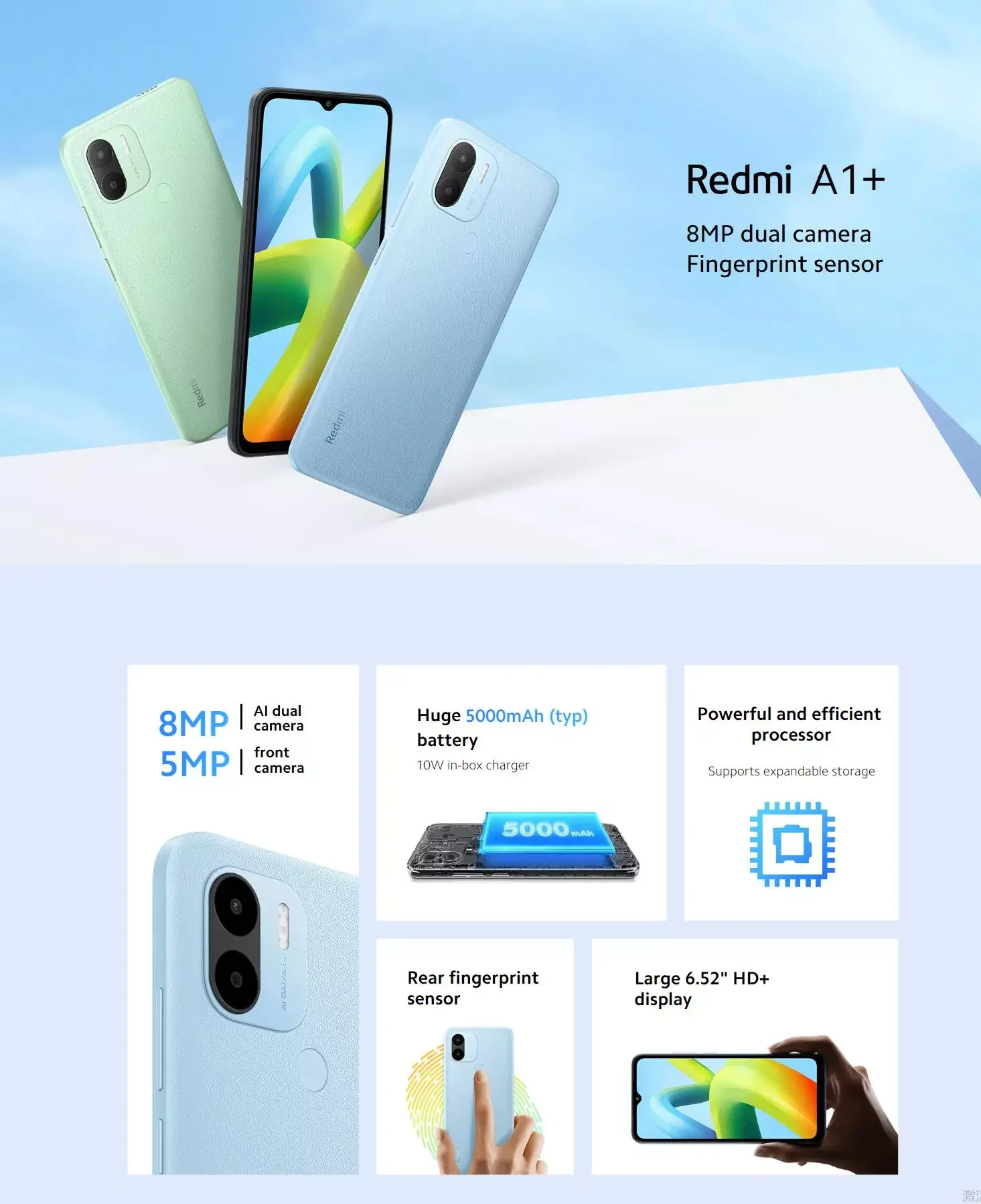 NEW Global Version xiaomi Redmi A1+ 5000mAh Larger capacity Smart Phone Mobile Phone mobile 6.52" full-screen display SmartPhone