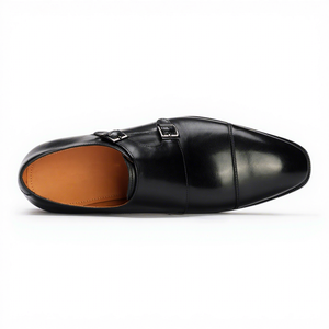 Zapatos de Hombre Negros de Cuero con Doble Hebilla, Piel de Becerro Italiana de Primera Calidad, Suela de Goma Antideslizante, Formales, de Negocios, para Boda, de Lujo - Product Image 4