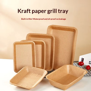 Vente en gros de plateaux alimentaires en papier kraft durables, sans plastique, avec impression personnalisée, pour salades et desserts - Product Image 3
