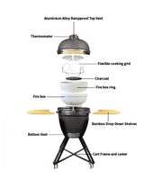 Grill en céramique Kamado de 22 pouces, four à charbon de bois robuste pour l'extérieur, vente en gros