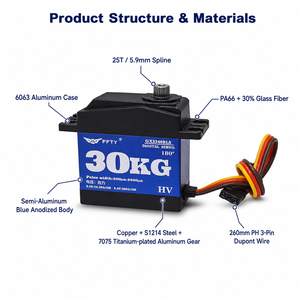 Servomoteur numérique haute performance 30KG, 180 degrés, engrenages métalliques, taille standard HV pour voiture RC, robot, bras, <span class=keywords><strong>avion</strong></span>, bateau, modèle - Product Image 3
