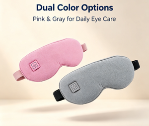 Masque oculaire chauffant sans fil rechargeable en graphène rose et gris, lavable, type C, compresse chaude pour les yeux secs et sommeil profond - Product Image 1