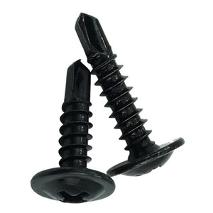สกรูหัวแบนแบบเจาะตัวเองสีดำ M4.2x13 50 มม. พร้อมแหวนรอง  ผลิตตามมาตรฐานแห่งชาติ  ทำจากเหล็กกล้าคาร์บอน  ผ่านกระบวนการออกซิเดชั่น - Product Image 1