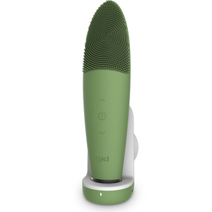 Cepillo de limpieza facial eléctrico verde con niveles de potencia ajustables para limpieza profunda y exfoliación - Product Image 1