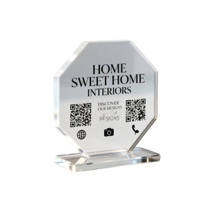 Soporte de exhibición de código QR de acrílico personalizado, transparente, resistente al agua y a los rayos UV, impreso en CMYK, soporte de mesa para menú QR, soporte para letrero de pago. - Product Image 1