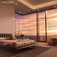 Fenêtre à ouverture parallèle WAZZOR certifiée NFRC, cadre ultra-fin de 80 mm, design mince, pour villa de luxe au style moderne minimaliste