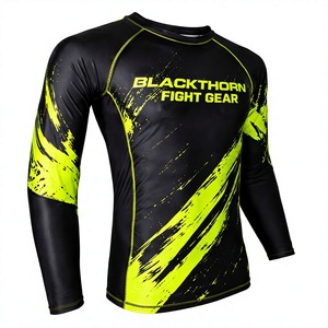 Camiseta de Manga Larga para Hombre OEM Fight Gear, Color Morado y Negro, Estampado por Sublimación, Secado Rápido, para MMA y BJJ - Product Image 4