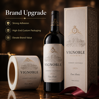 Etiquetas Personalizadas para Botellas de Vino, Adhesivos en Rollo con Relieve en Dorado, Resistentes al Agua, Embalaje de Lujo para Viñedos, Proveedor Directo de Fábrica
