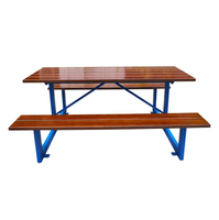 Table de pique-nique commerciale extérieure en bois de 4FT 6FT avec banc à l'extérieur Table et chaise de camping de jardin pour restaurant