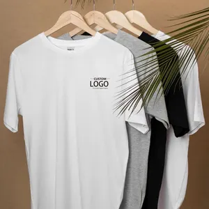 Maglietta bianca all'ingrosso della maglietta 100% del cotone di stampa logo per le magliette semplici da uomo stampate maglietta nera bianca