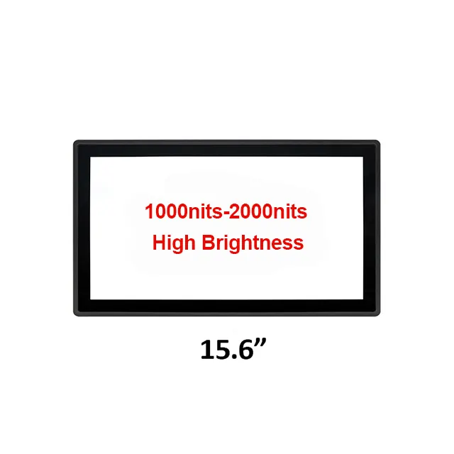 15.6 inç en iyi açık yüksek hafiflik 1000nits dokunmatik ekran monitör parlama önleyici cam ile IPS LCD TFT ekran <span class=keywords><strong>güneş</strong></span> ışığı okunabilir