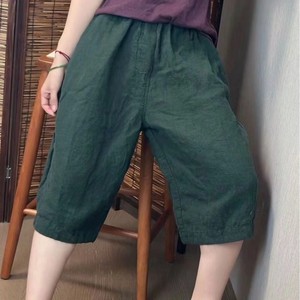 Harem Pants Cotton Linen Plus Size Elastic Waist Loose Fit Women's Casual Pants Rose Red 9167 - Product Image 3