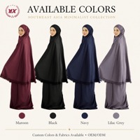 Ensemble de prière élégant personnalisé pour femmes, deux pièces, crêpe marron, bordure en dentelle, khimar abaya, OEM ODM, marque privée, vêtements de prière islamiques modestes