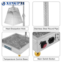XINGPAI Hôtel Restauration Équipement Élégant Argent Réchauffeur De Nourriture Lampe Électrique En Acier Inoxydable Chaleur Lampes Pour La Nourriture