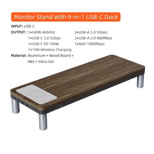 Máy tính màn hình đứng USB mở rộng PD nhanh chóng sạc văn phòng bàn giá lưu trữ Màn hình Riser với 9-in-1 Hub - Product Image 6