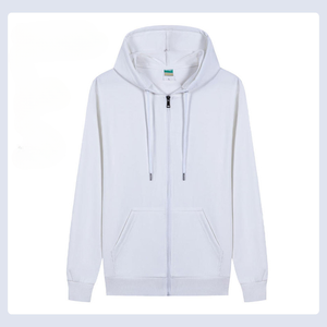 Sudadera con capucha para hombre con cremallera completa, estampado personalizado y bordado, estilo urbano, patrón sólido, hilo de bordado reactivo a los rayos UV. - Product Image 2