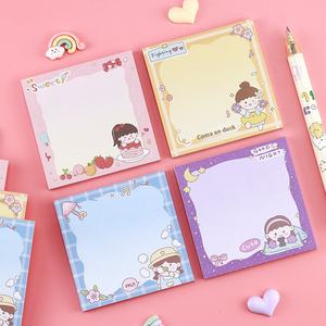 Cute Japanese Cartoon Duck Girl Fueling Autoadhesivo Hand Account Material Bloc de notas para uso escolar Post-It Notes - Product Image 3