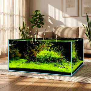 Eisenarmes Glas-Aquarium Rahmenlos Rechteckig Ultraklares Glas-Aquarium für Wohnzimmer Aquascape Süßwasserbecken - Product Image 4